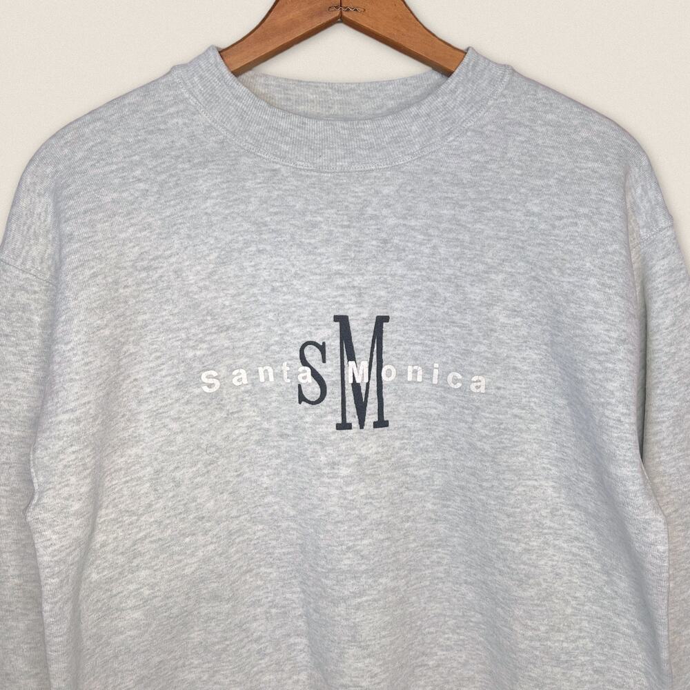 Vintage 90s Santa Monica Destination Sweatshirt Gray Crew Neck‎ - Size Medium